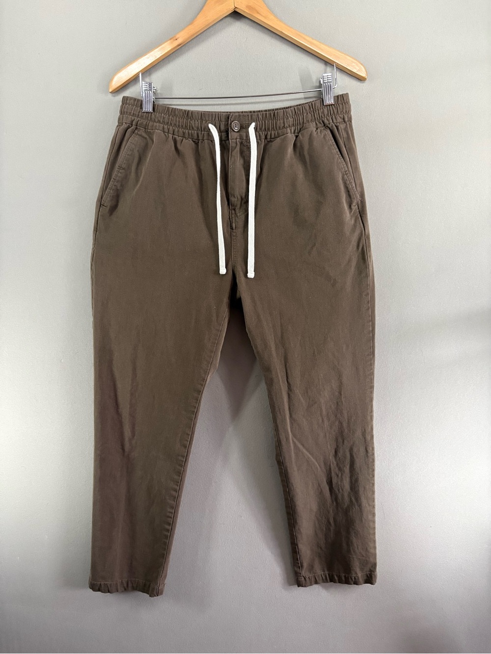 J. Crew Mens Slim Dock Drawstring Pant Stretch Cotton Blend Brown Medium